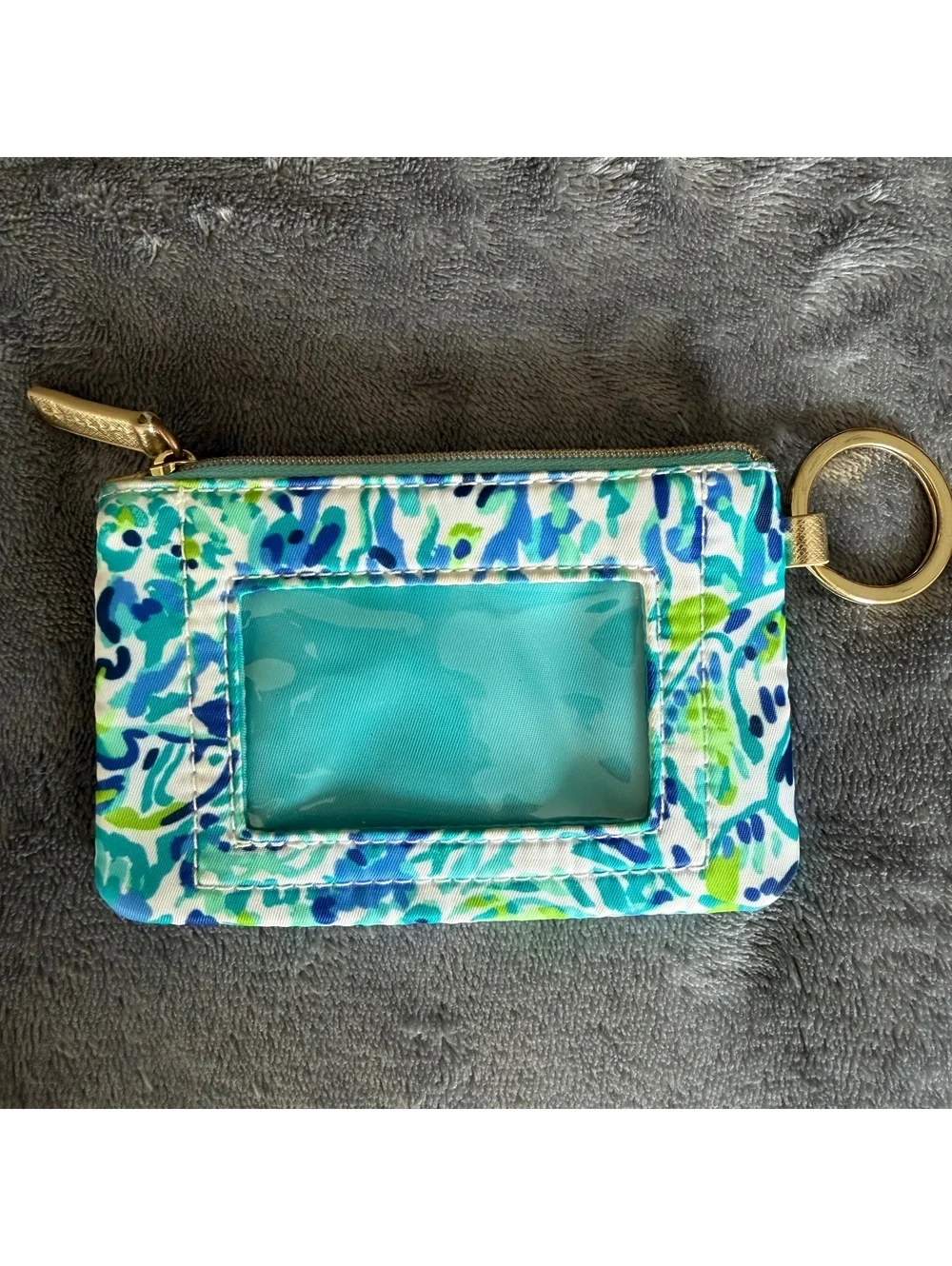 Lilly Pulitzer ID holder wallet in Cabana Cocktail print gold-tone key ring
